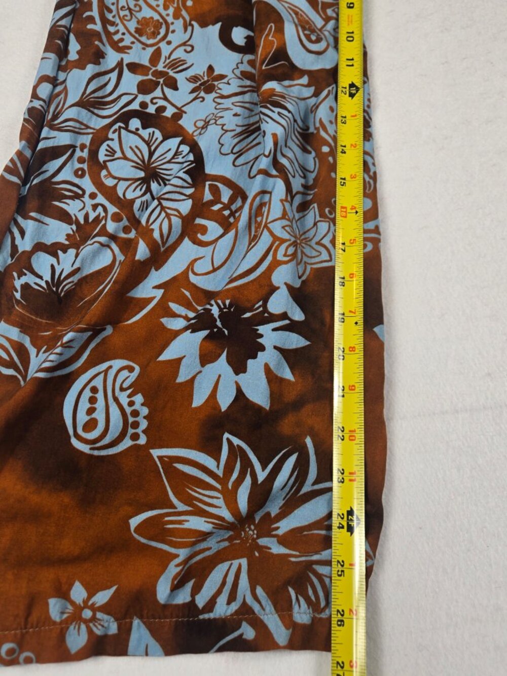 Floral Paisley Wide-Leg Pants Brown/Blue Made in Italy Size M 100% VIscose - Picture 11 of 11